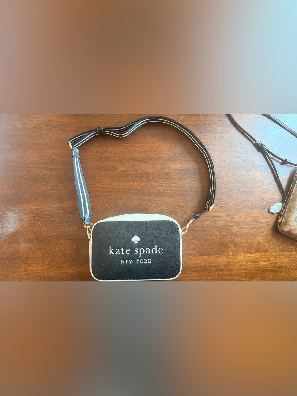 kate spade Black and White Logo Crossbody Camera Bag - Picture 4 of 6